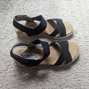 BOBS 7.5M Black Memory Foam Sandals